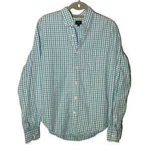 J. Crew Light Blue Plaid Slim Button Down Shirt Size Large